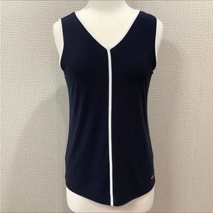 Anne Klein navy v neck medium top
